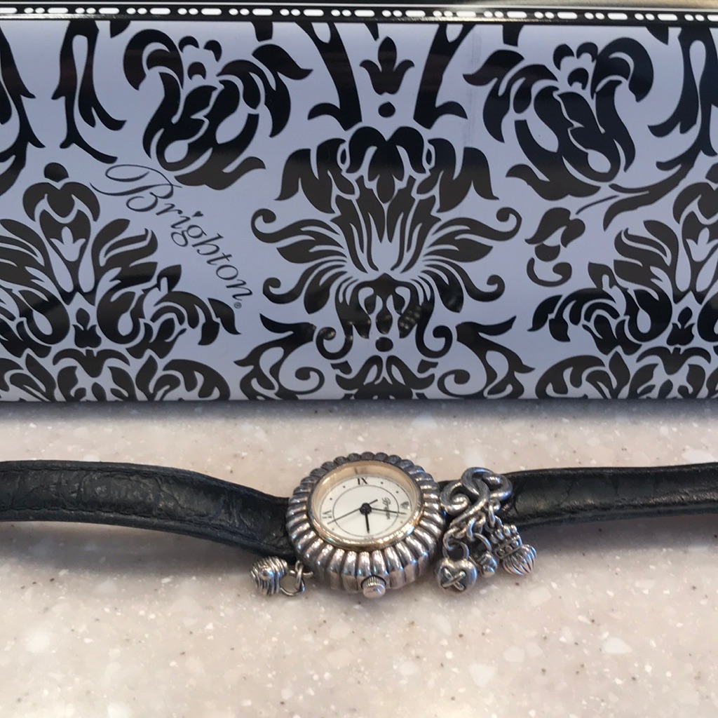 Brighton Charm Watch With Black Leather Strap Brighton Charm Watch With Black Leather Strap